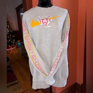 Nike Gray Crewneck Sweater with Orange and Red Details